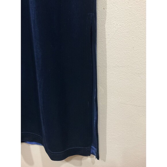 VTG Womens Velvet Maxi Dress M Blue 90s Whimsygoth Witchy Grunge Goth Side Slits - Picture 2 of 5